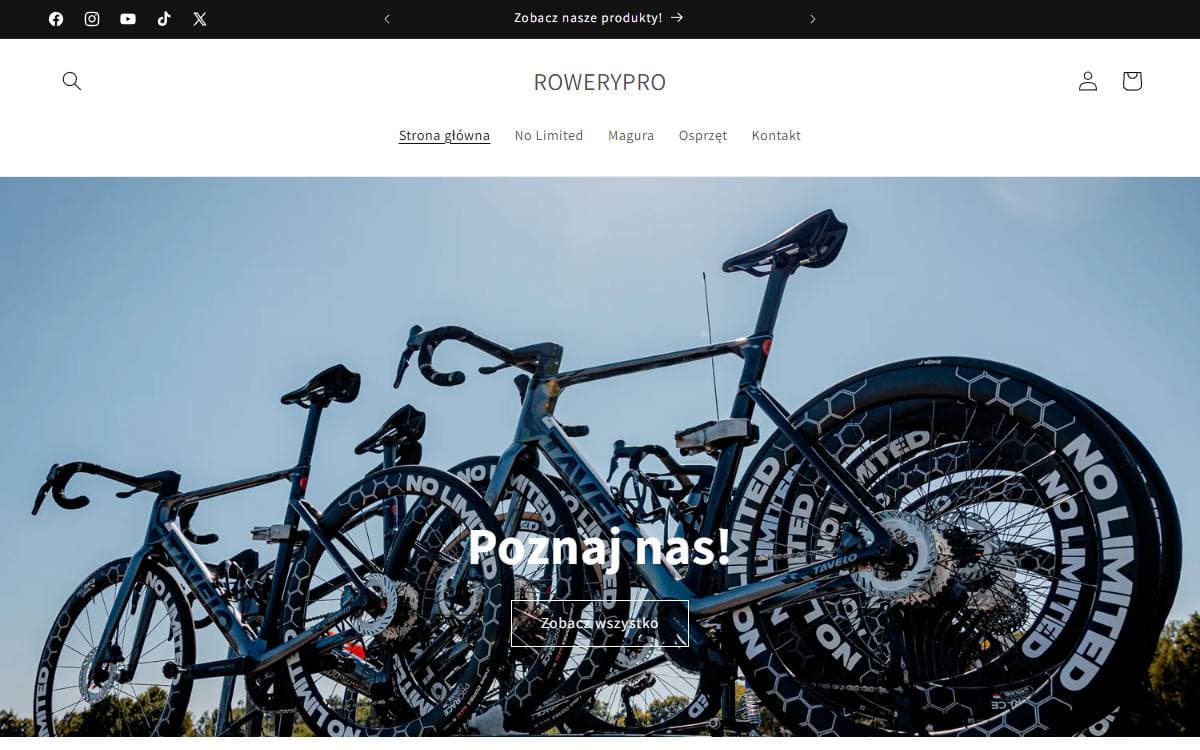 Zrzut ekranu projektu Rowery Pro
